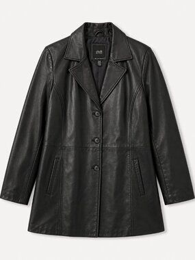 Leather Blazer Jacket JLC New York Genuine Black Leather Women's XL